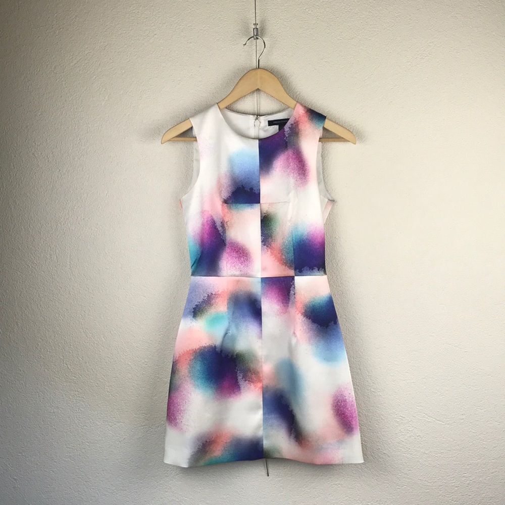 French Connection l 0 Modern Silhouette Colorful Spray Paint Art Mini Dress